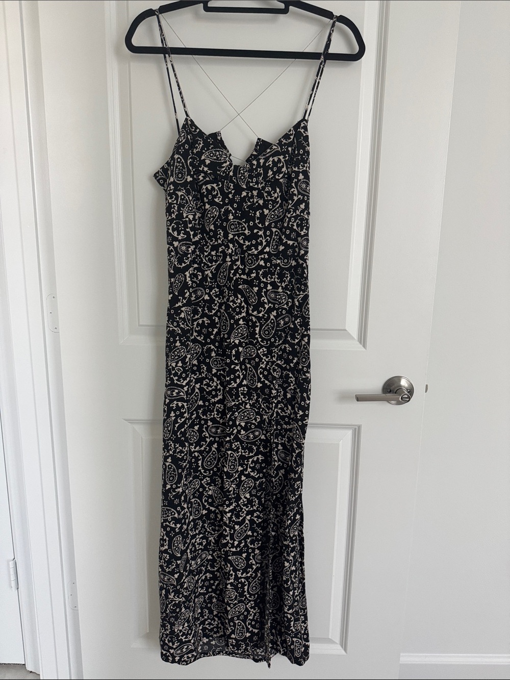 Zara Black and Cream Paisley Slip Maxi Dress